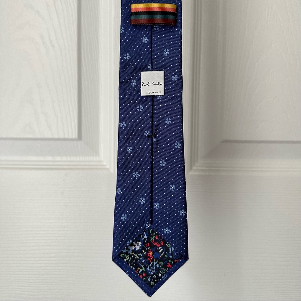 Paul Smith Blue Geometric Floral Tie
